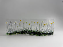 Load image into Gallery viewer, White Flower Fused Glass Medium Wave