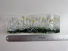 Load image into Gallery viewer, White Flower Fused Glass Medium Wave