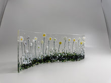 Load image into Gallery viewer, White Flower Fused Glass Medium Wave
